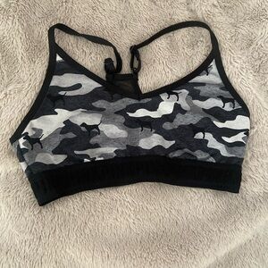 PINK VICTORIA SECERT: BLACK CAMO SMALL SPORTS BRA